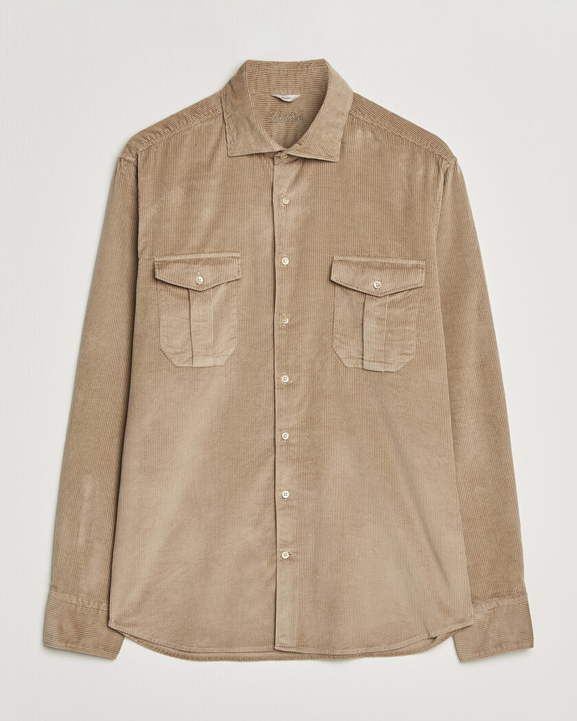Stenströms Regular Fit Cord Pocket Shirt Light Brown – Brun