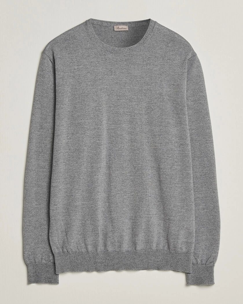 Stenströms Merino Crew Neck Grey Mouline – Grå