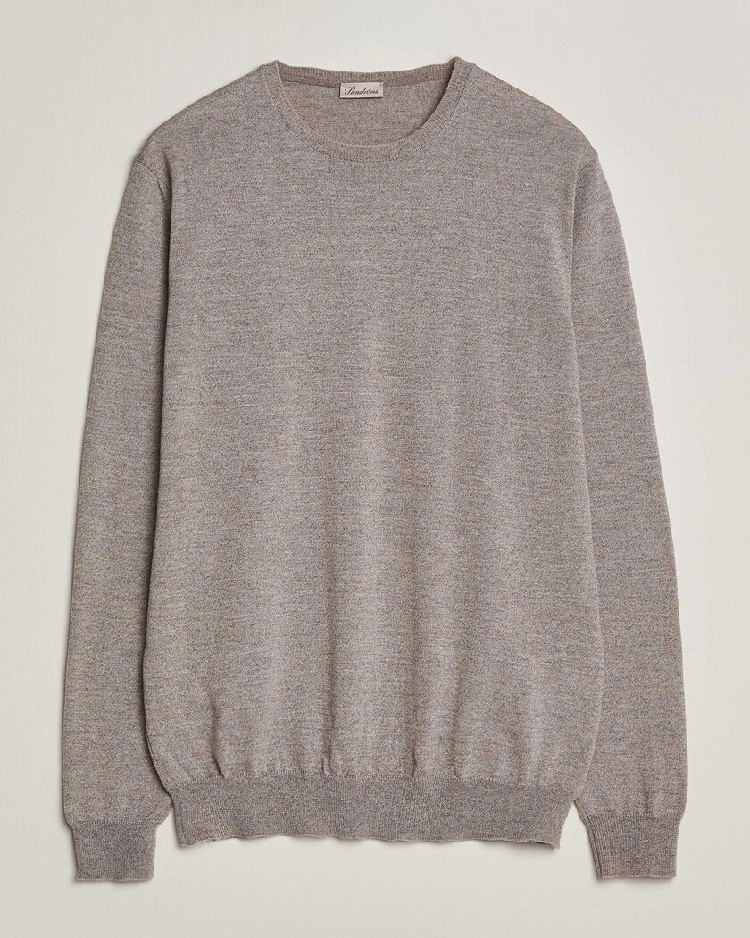 Stenströms Merino Patch Crew Neck Beige – Beige