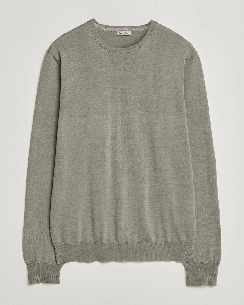 Stenströms Merino Patch Crew Neck Green/Grey – Grön