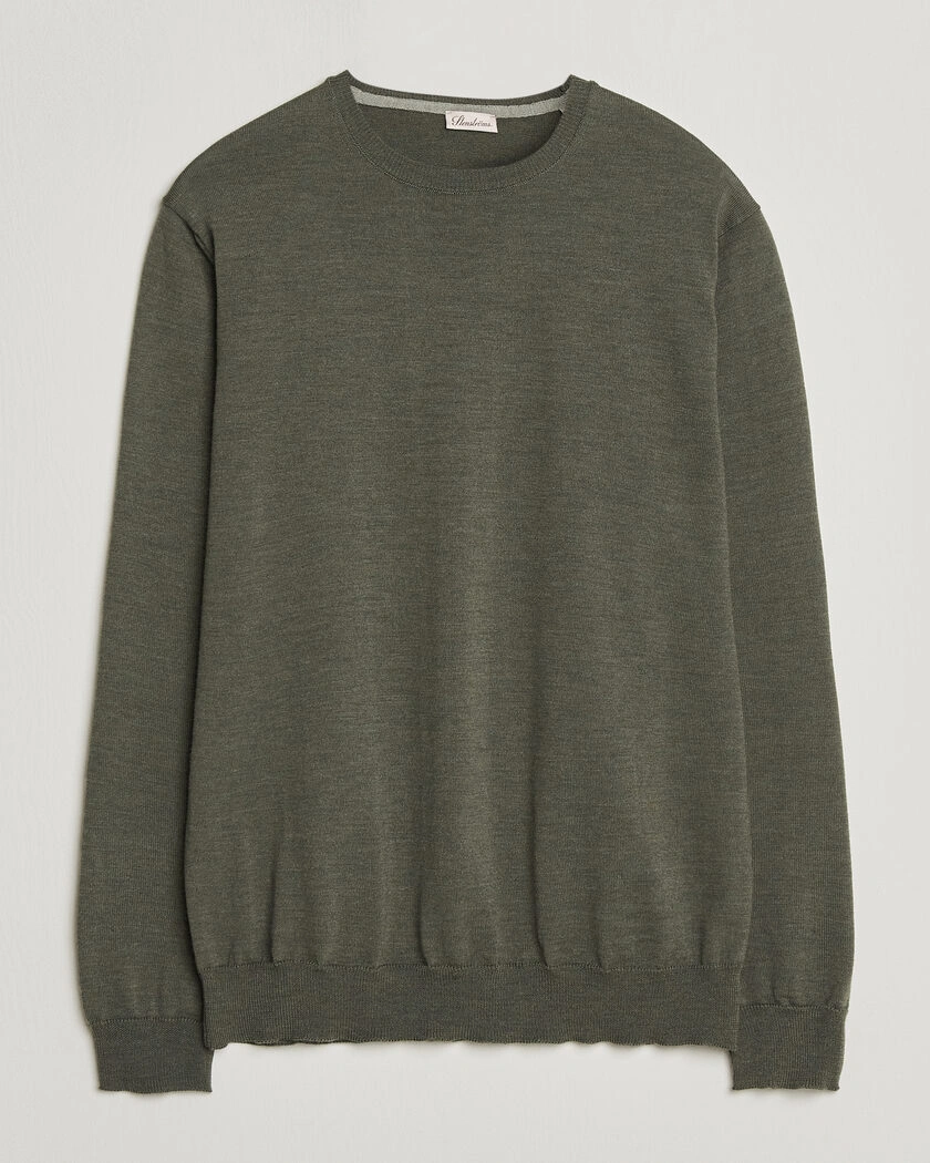 Stenströms Merino Patch Crew Neck Dark Green – Grön