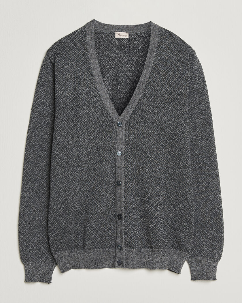 Stenströms Merino Jaquard Cardigan Dark Grey – Grå