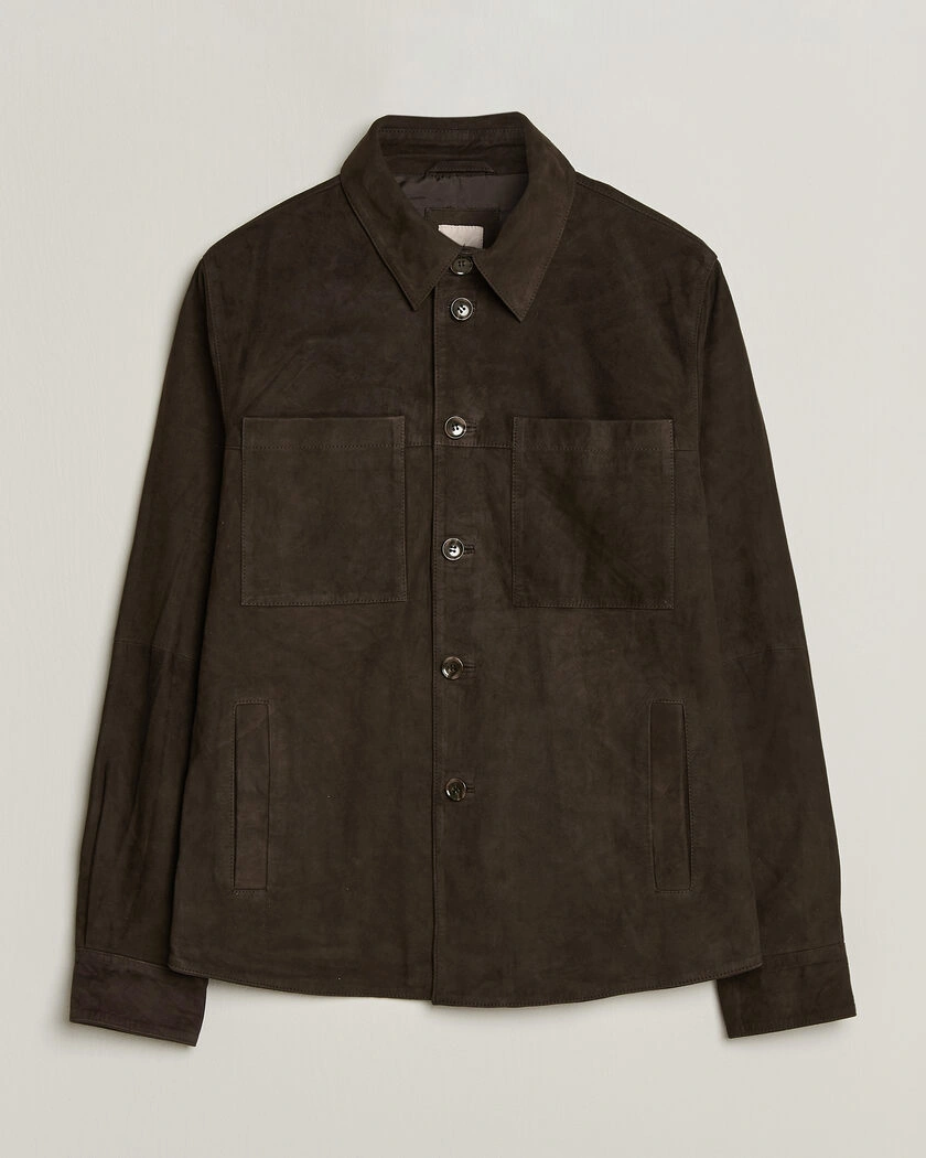 Stenströms Goat Suede Overshirt Dark Brown – Brun