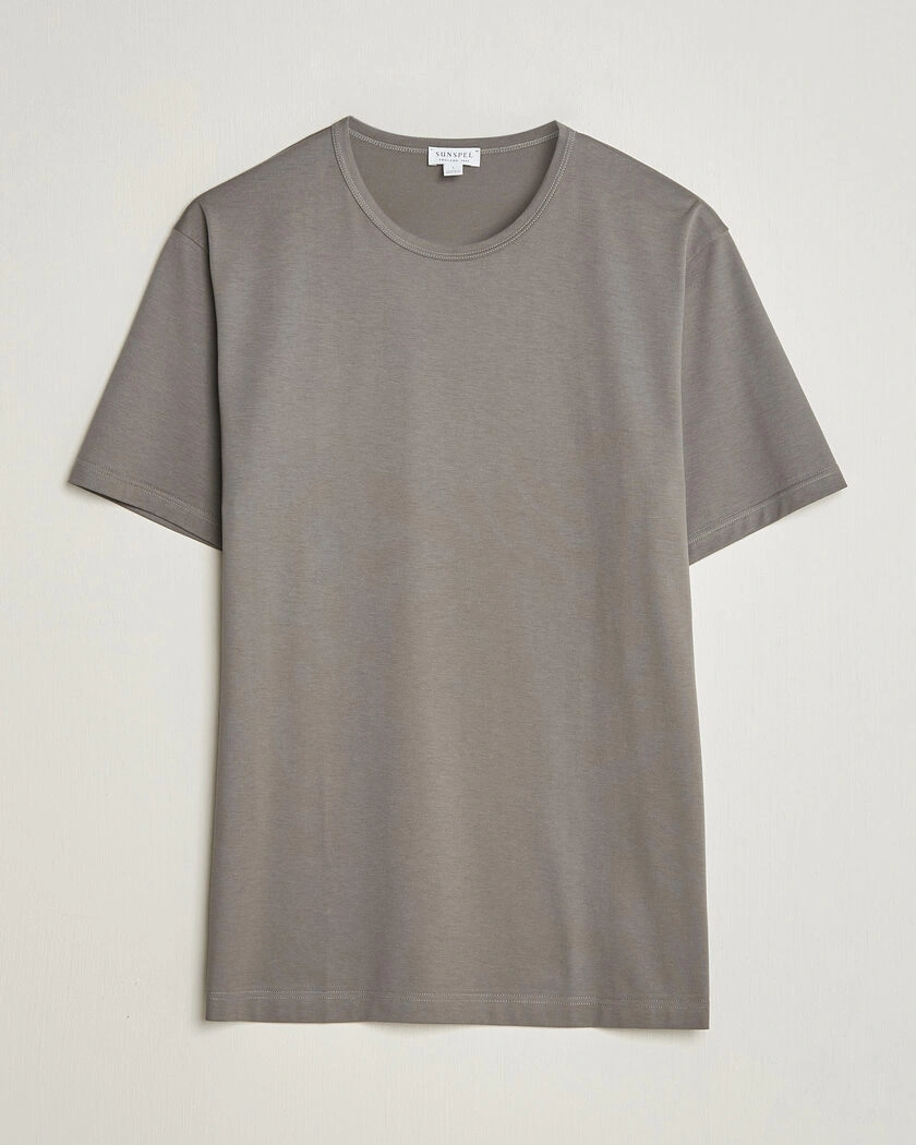 Sunspel Crew Neck Q82 Cotton T-Shirt Smoke Grey – Grå