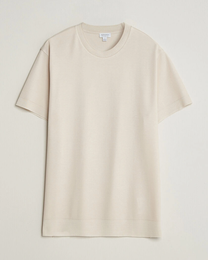 Sunspel Cotton Piquet T-Shirt Swansdown – Vit