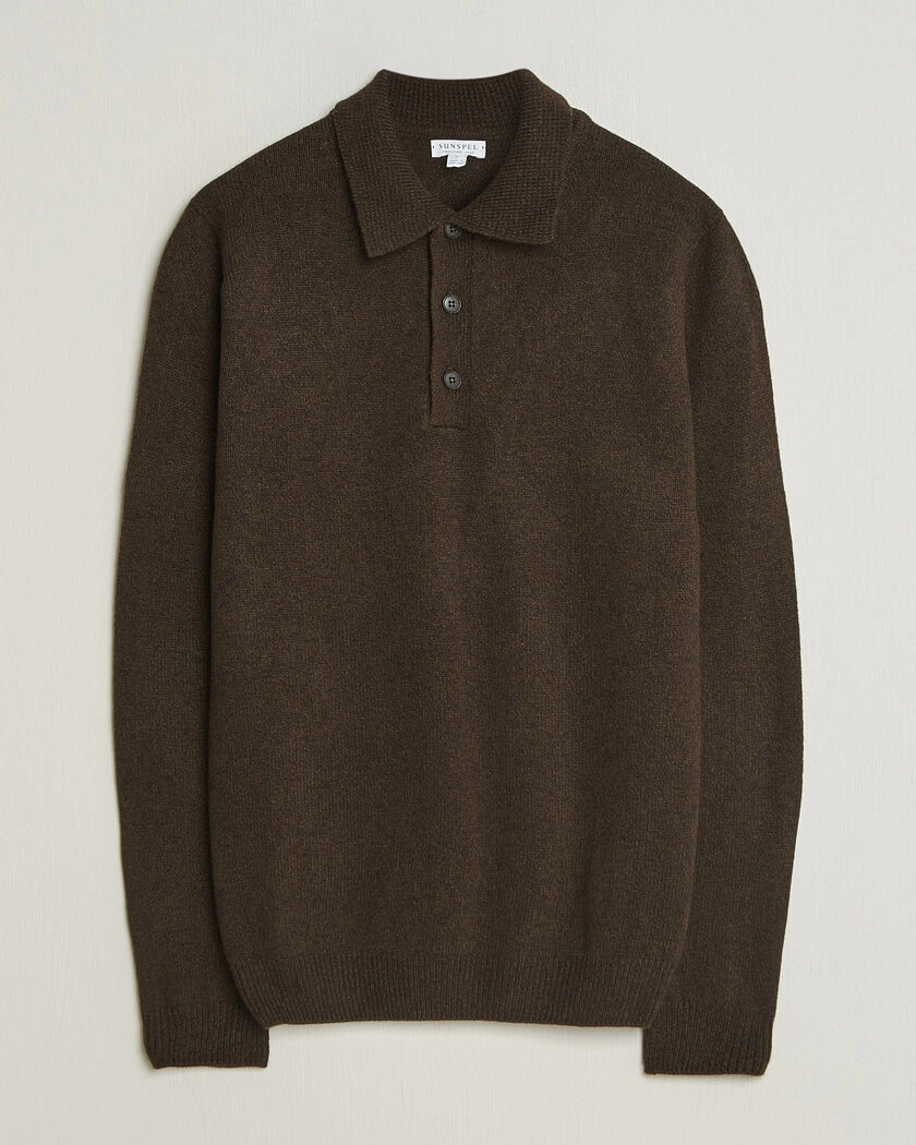 Sunspel Lambswool Poloshirt Loden Twist – Grön