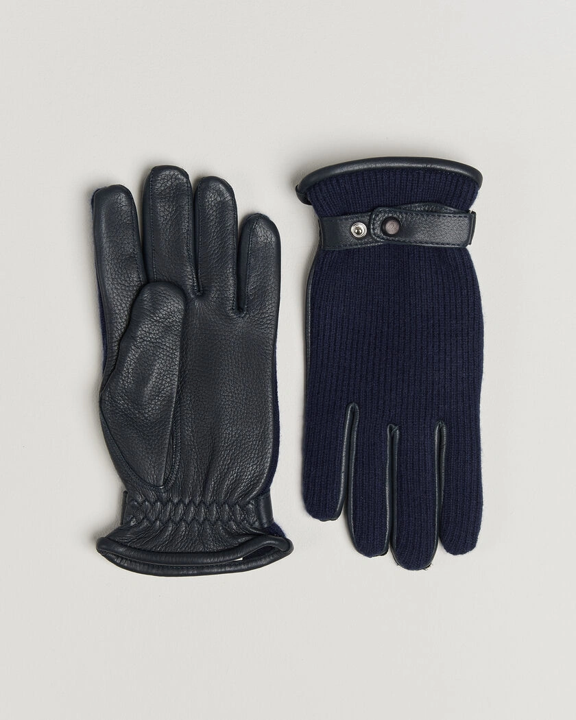 Hestra Christopher Cashmere/Elkskin Glove Navy – Blå
