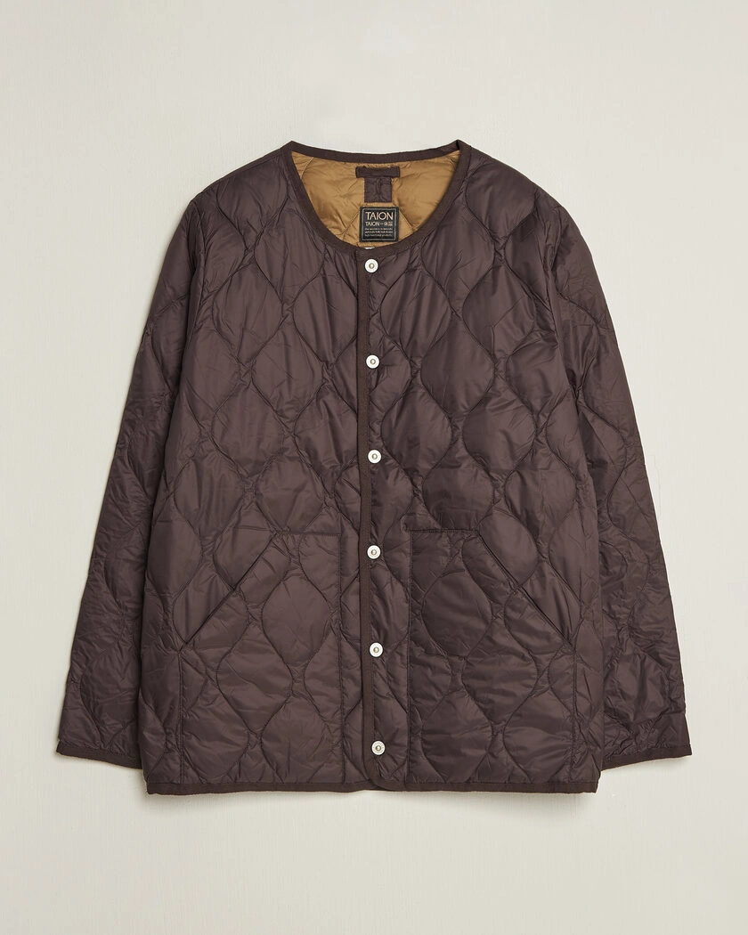 TAION Military Crew Neck Down Jacket Dark Choco – Brun