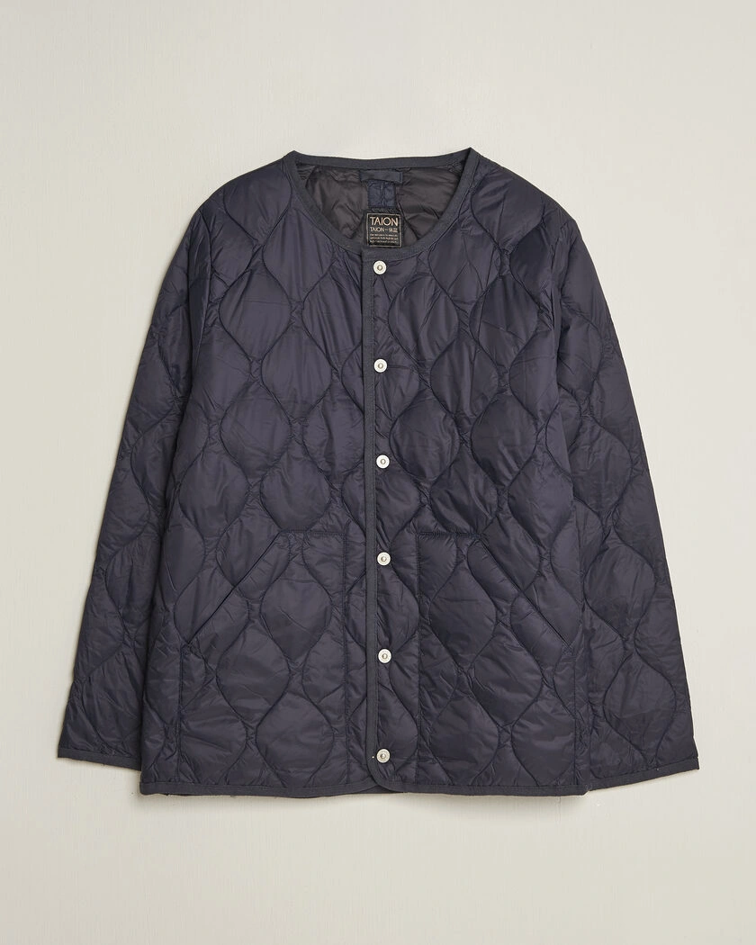 TAION Military Crew Neck Down Jacket Dark Navy – Blå