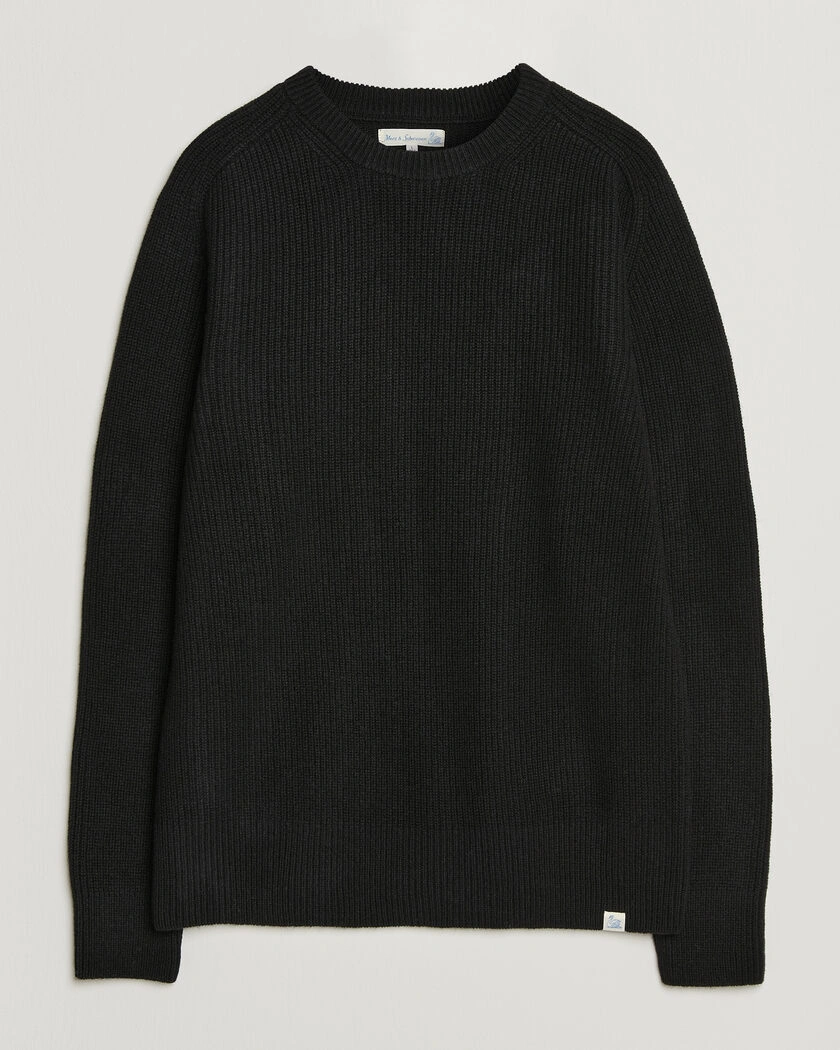 Merz b. Schwanen Merino/Cashmere Knitted Sweater Deep Black – Svart