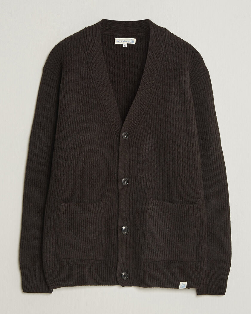 Merz b. Schwanen Merino/Cashmere Knitted Cardigan Espresso – Brun