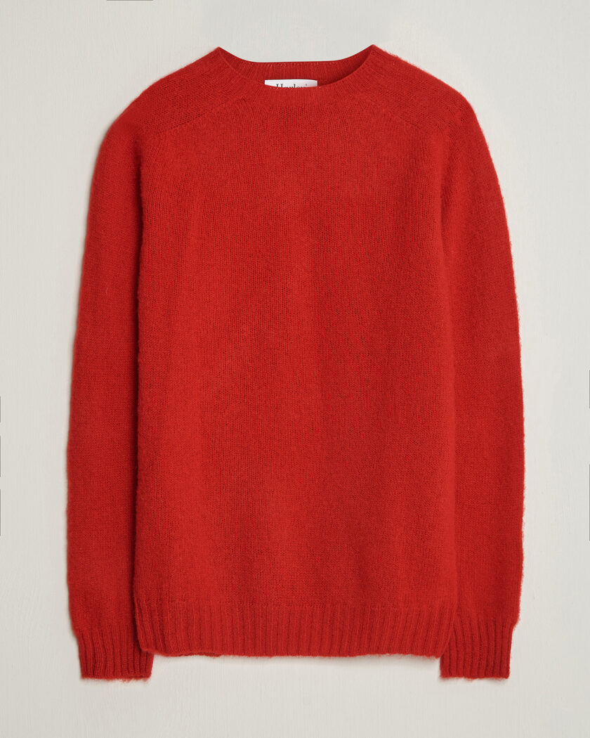 Harley Of Scotland Brushed Supersoft Lambswool Crewneck Cardinal – Röd