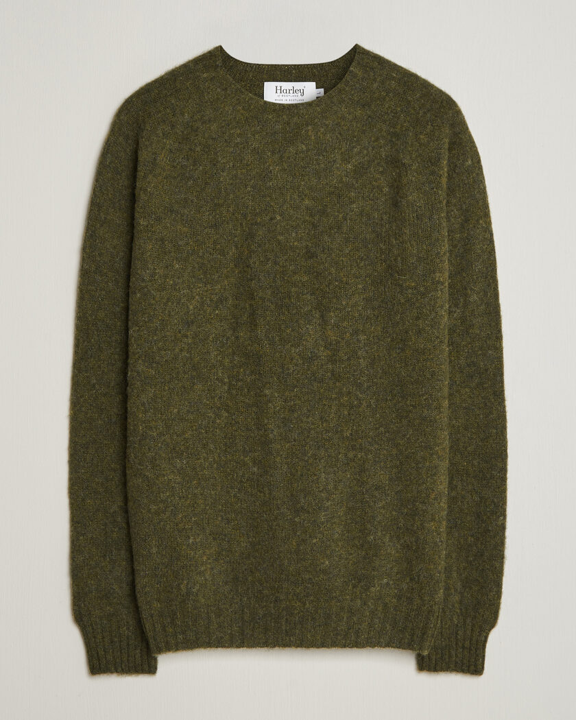 Harley Of Scotland Brushed Supersoft Lambswool Crewneck Scots Pine – Grön