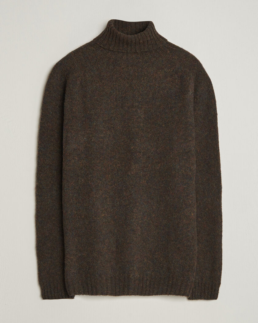 Harley Of Scotland Brushed Supersoft Lambswool Rollneck Carob – Brun
