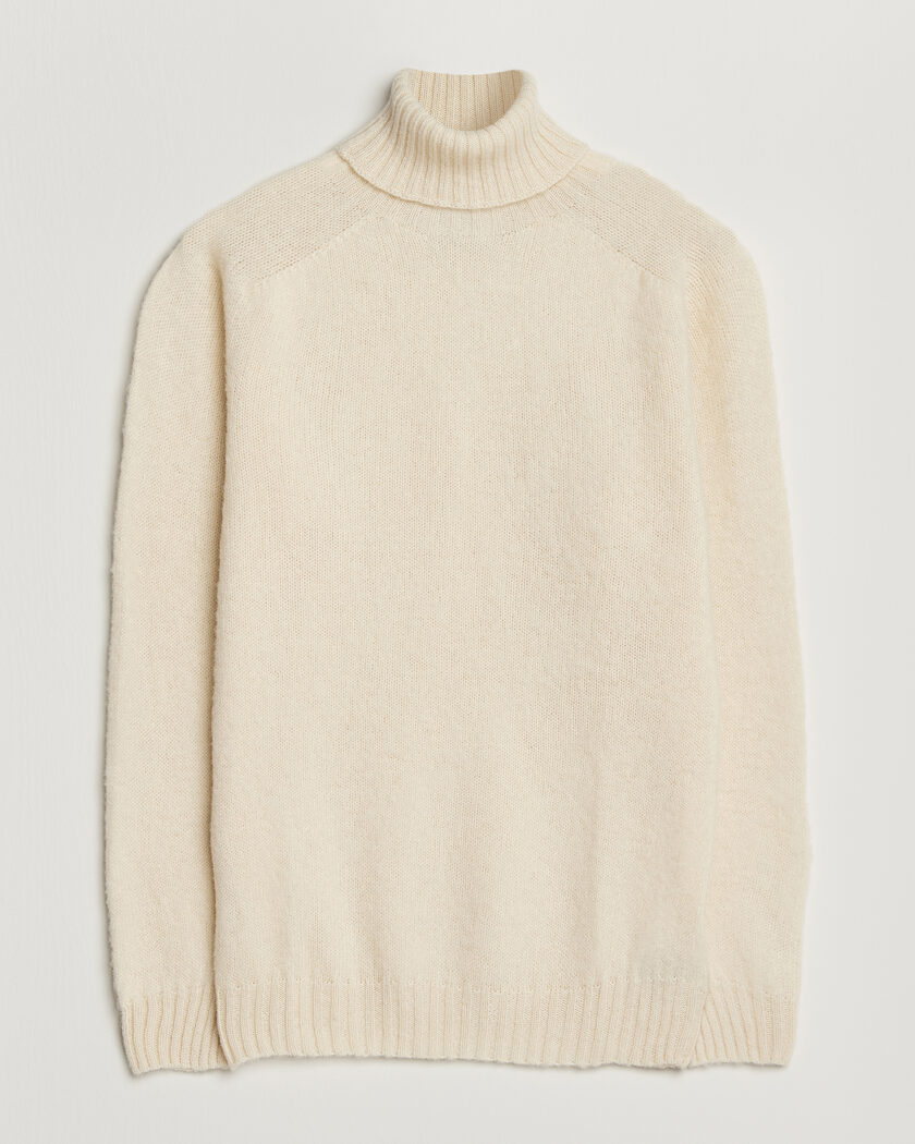 Harley Of Scotland Brushed Supersoft Lambswool Rollneck Vanilla – Vit
