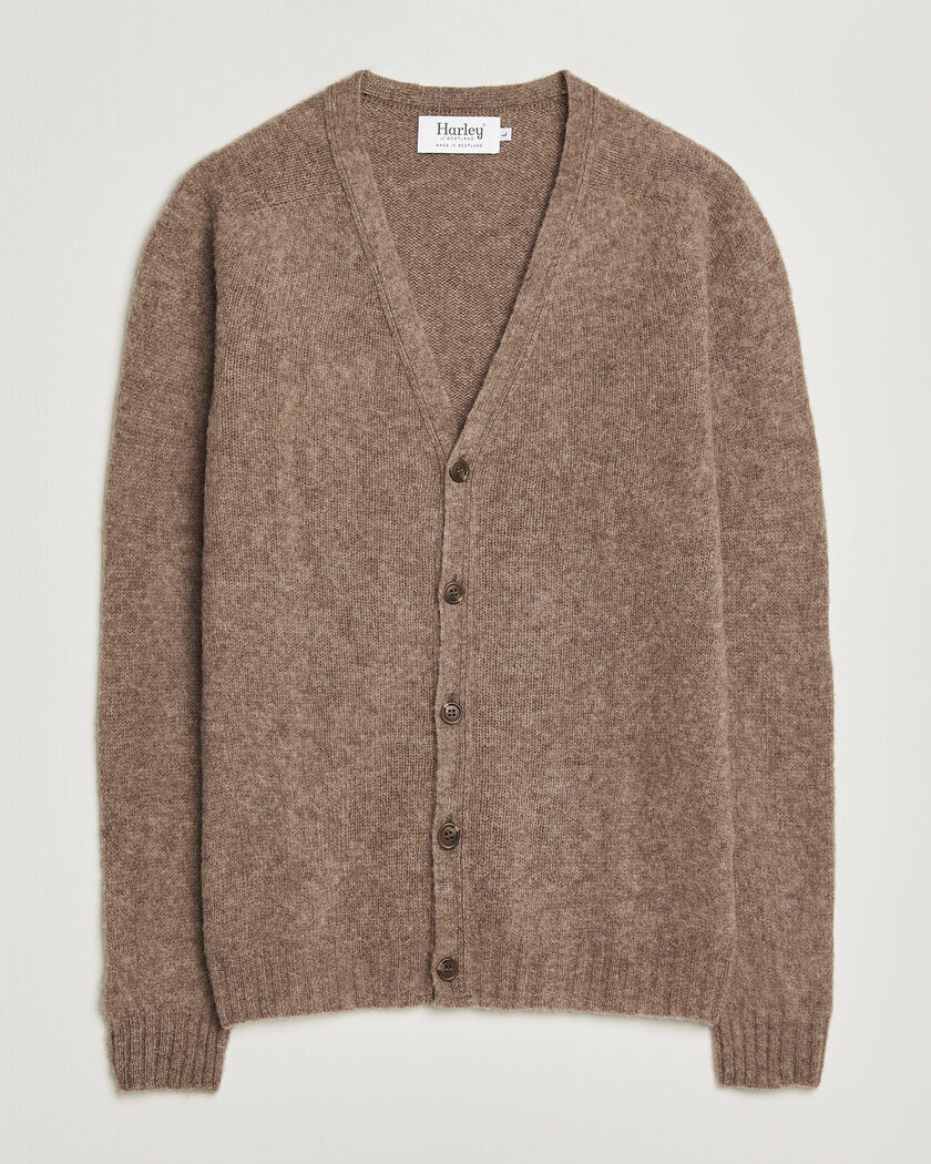Harley Of Scotland Brushed Supersoft Lambswool Cardigan Tundra – Brun