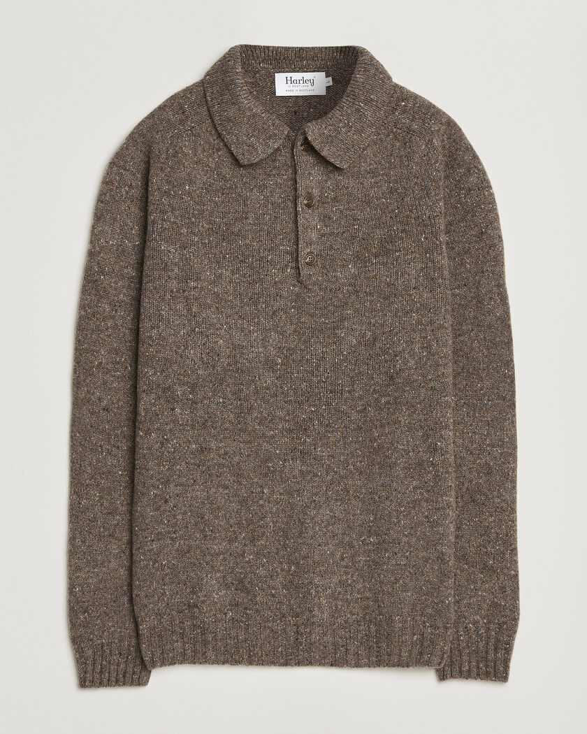 Harley Of Scotland Donegal Wool Polo Brown – Brun