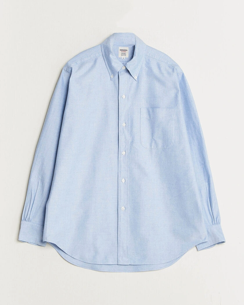 Kamakura Shirts Ametora Japanese Oxford BD Shirt Light Blue – Blå