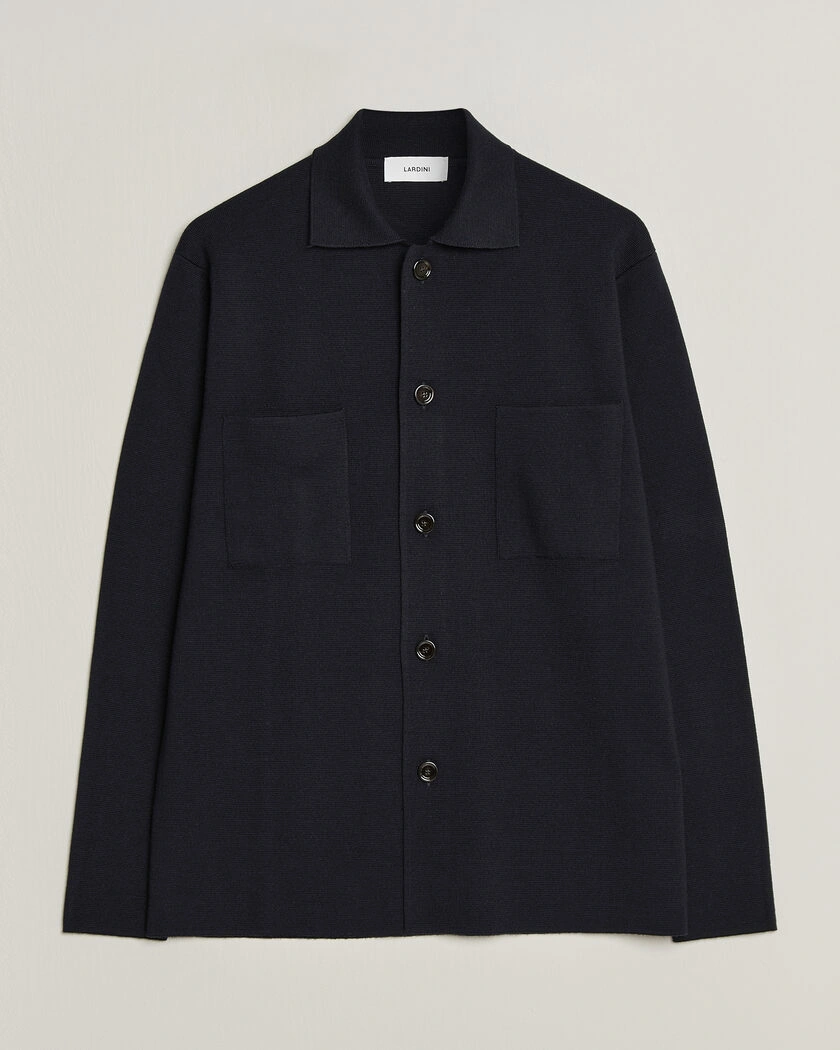 Lardini Knitted Pocket Overshirt Navy – Blå