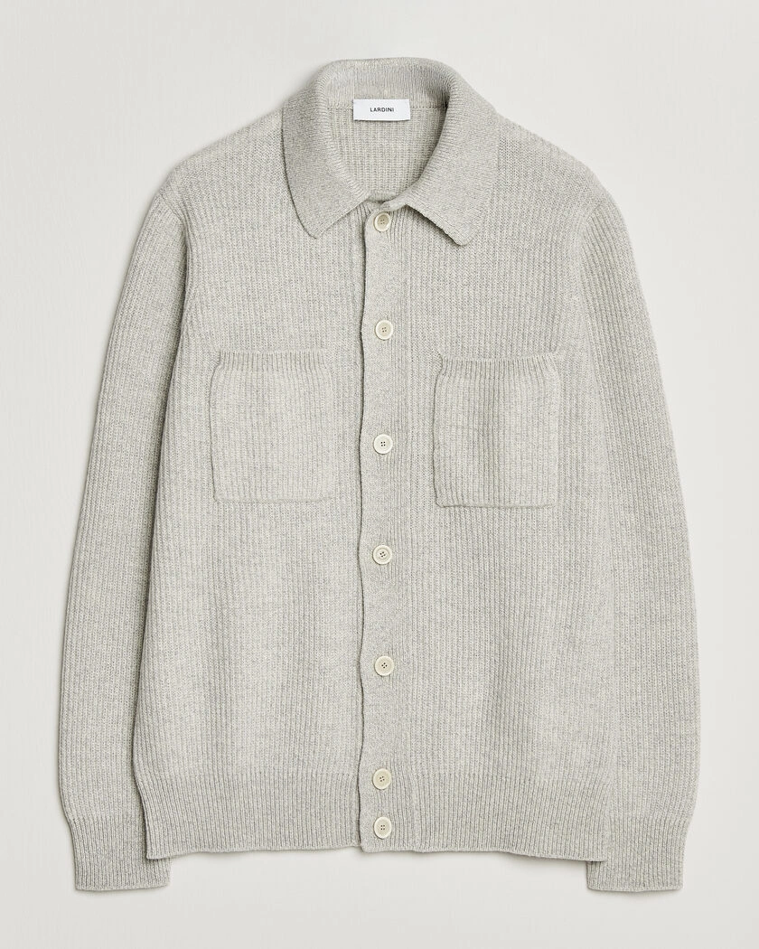  Lardini Heavy Knitted Cardigan Light Grey – Grå