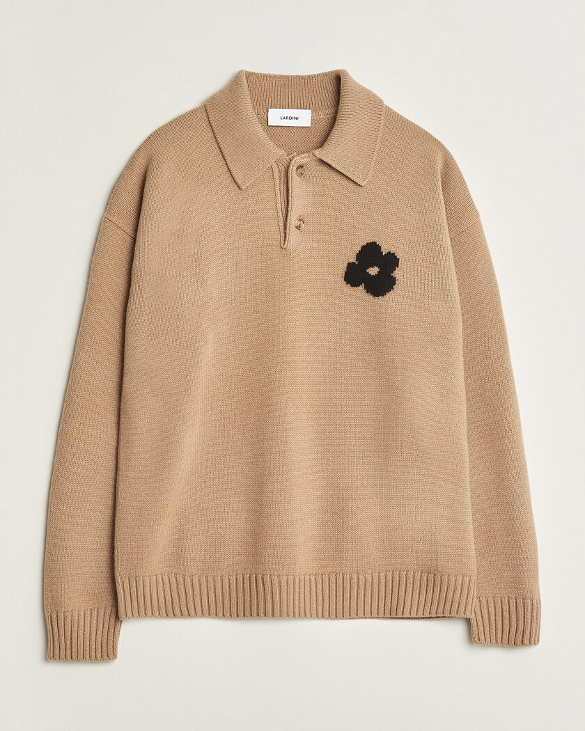 Lardini Knitted Wool/Cashmere Polo Brown – Brun