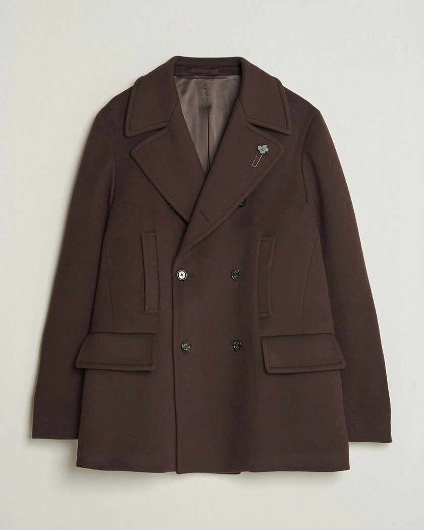 Lardini Wool Peacoat Brown – Brun