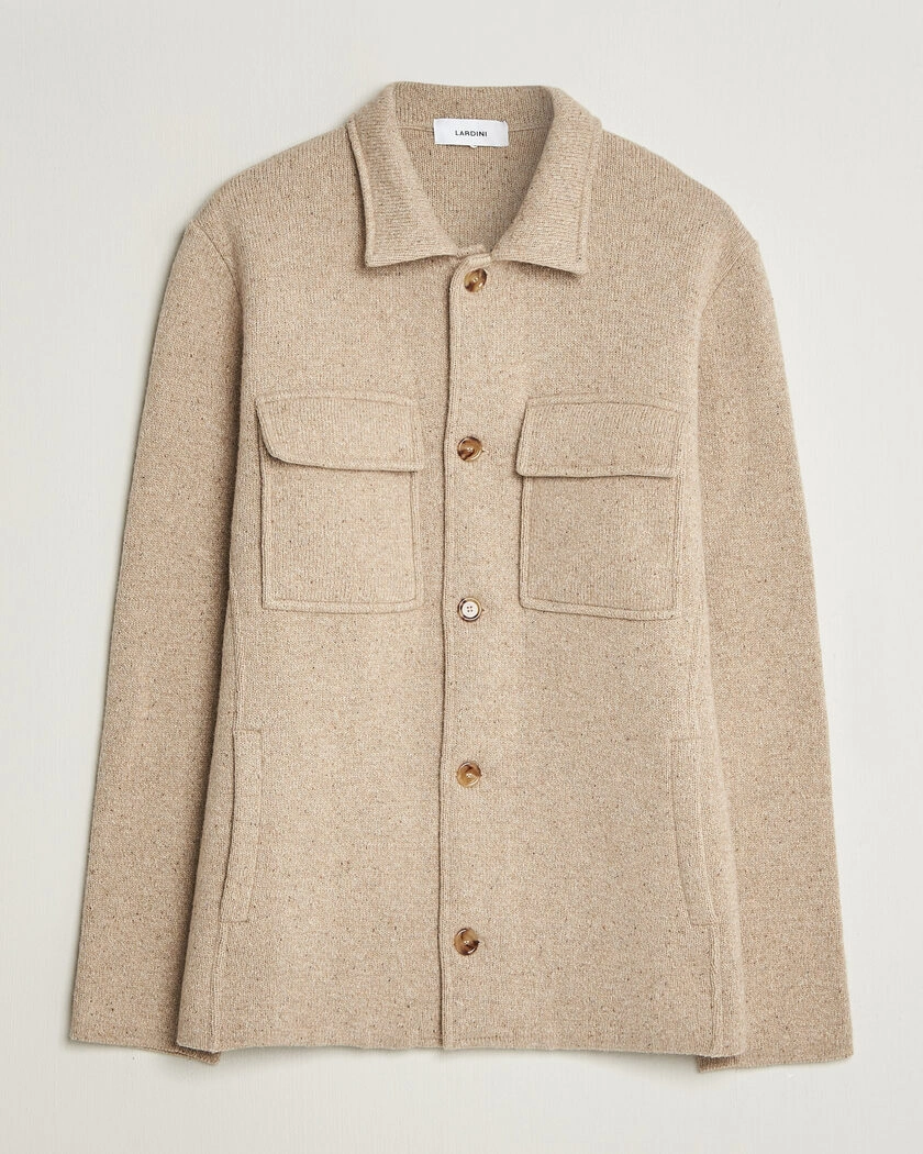 Lardini Knitted Shirt Jacket Beige – Beige