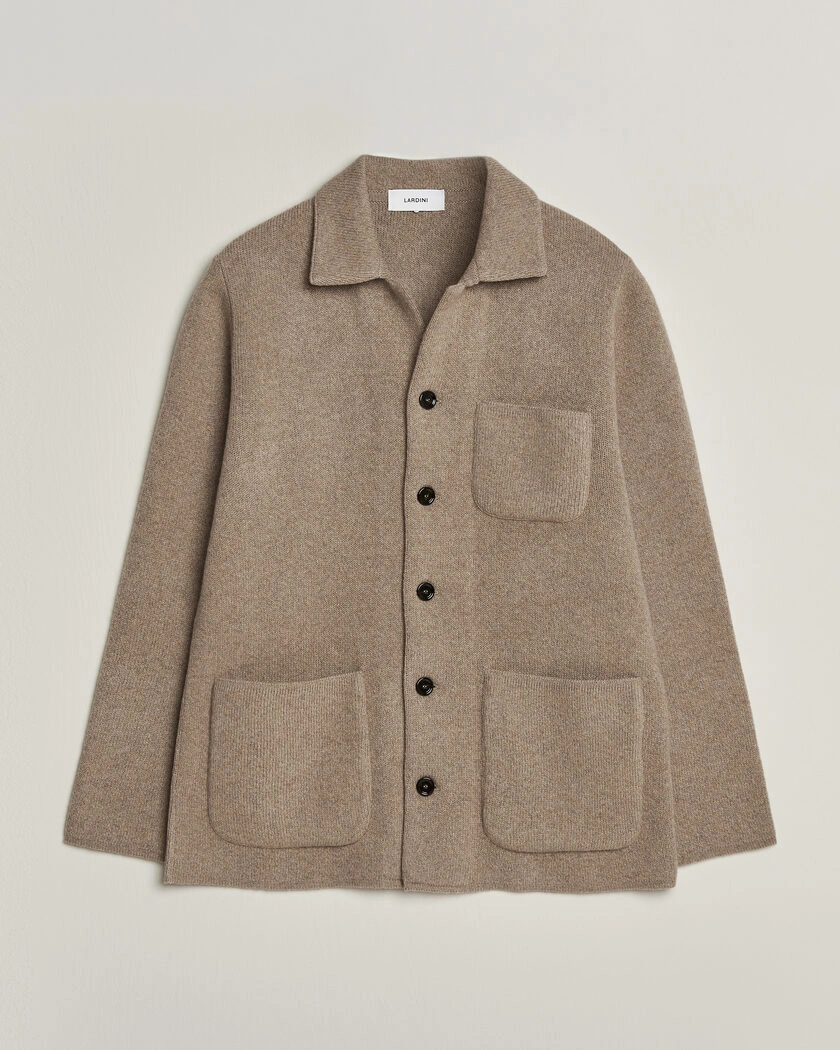 Lardini Knitted Cashmere Overshirt Light Brown – Brun
