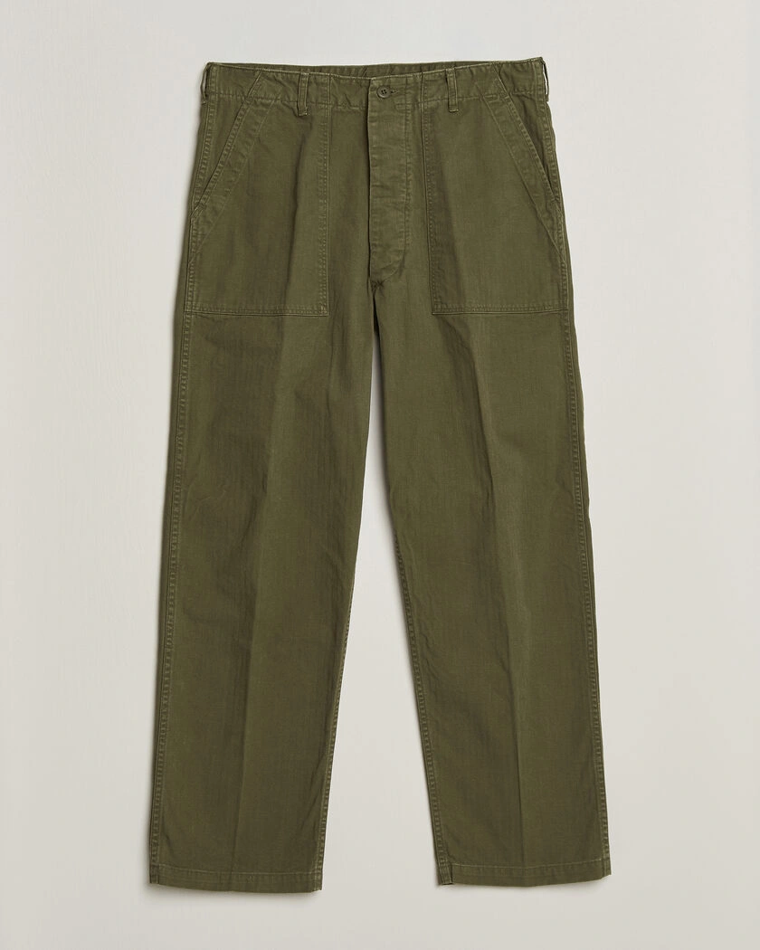 orSlow Vintage Fit Herringbone Fatigue Pants Army Green – Grön