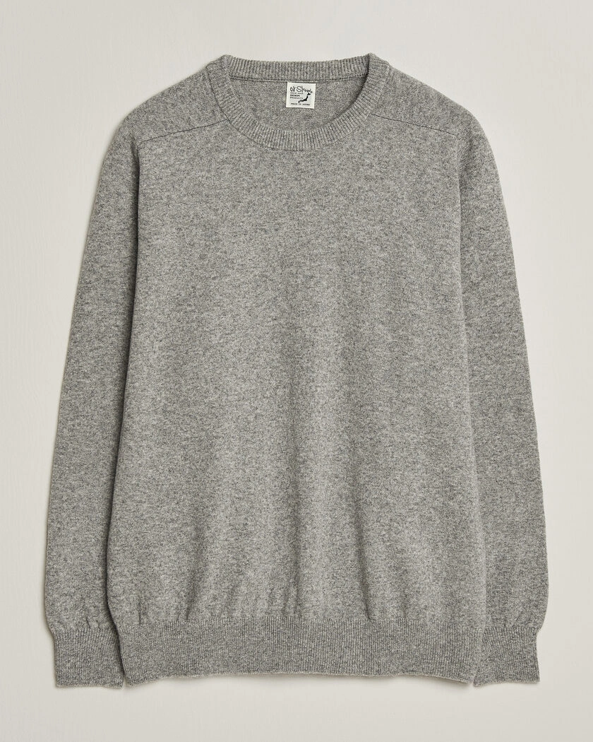 orSlow Simple Crew Neck Sweater Light Grey – Grå