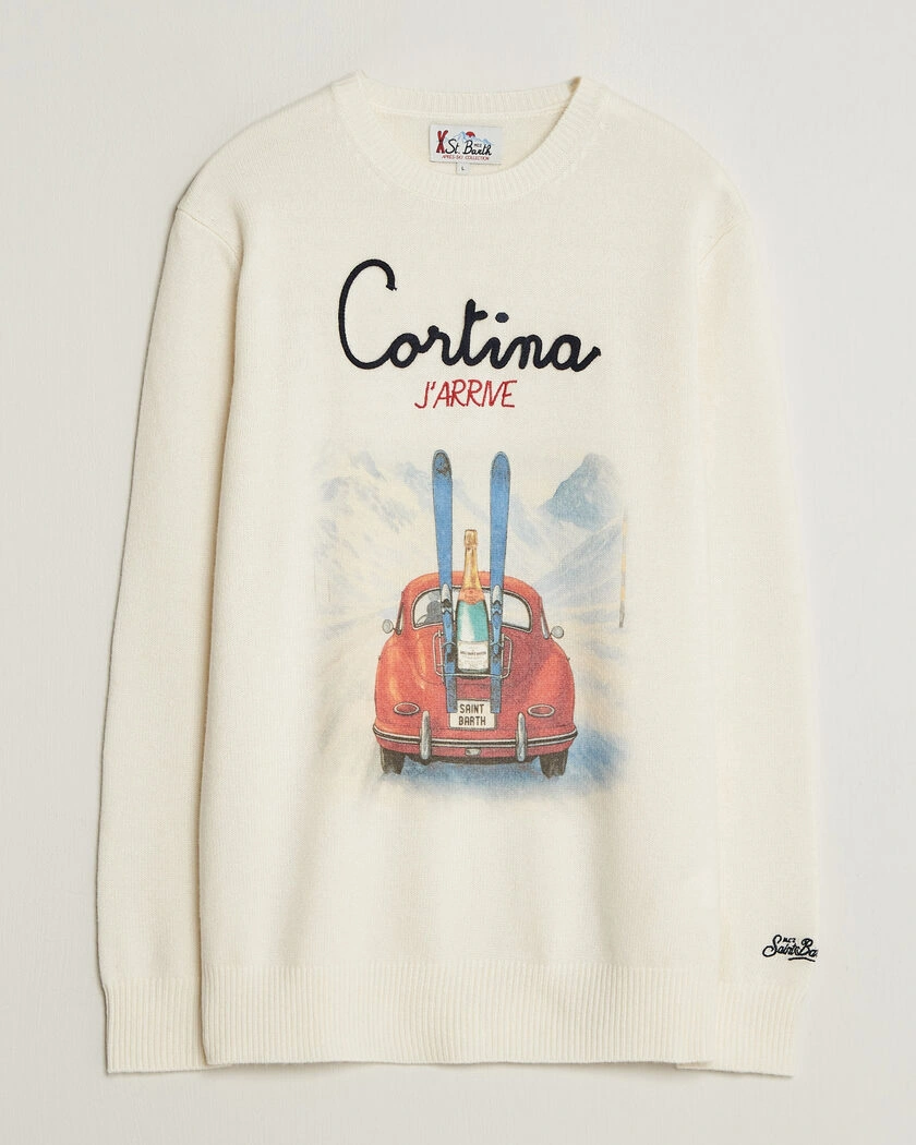 MC2 Saint Barth Heron Printed Sweater Cortina – Vit