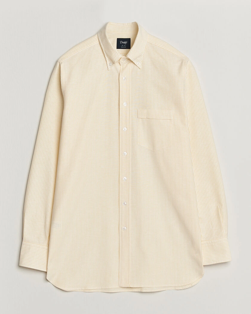 Drake's Striped Button Down Oxford Shirt Yellow – Gul