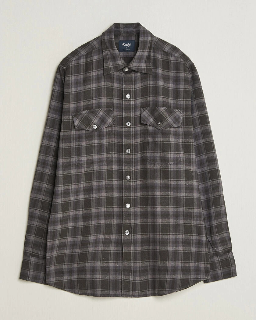 Drake's Cotton/Silk Two Pocket Shirt Grey – Grå
