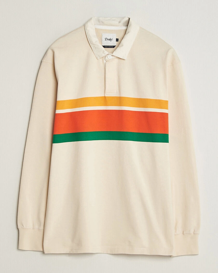 Drake's Middle Stripe Rugby Ecru – Beige