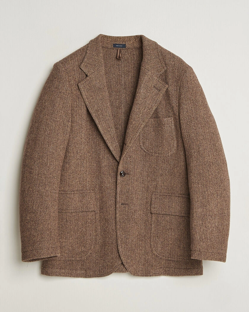 Drake's MKVII Tweed Herringbone Games Blazer Brown – Brun
