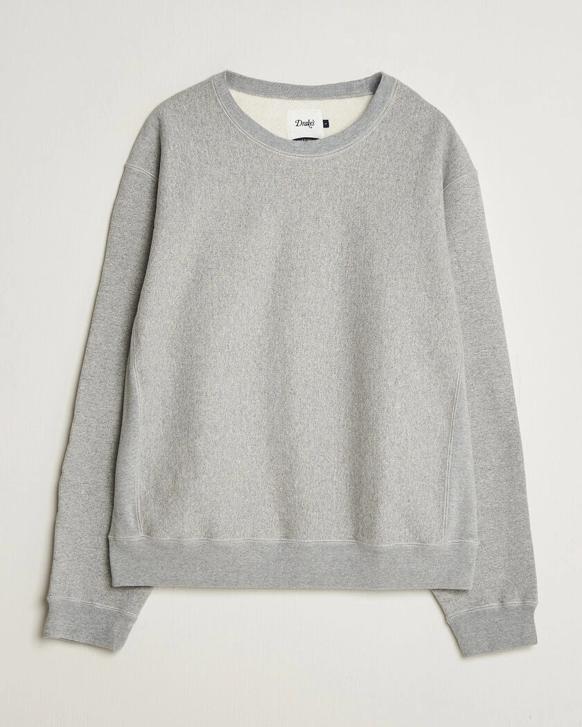 Drake's Reverse Weave Crewneck Sweatshirt Grey – Grå