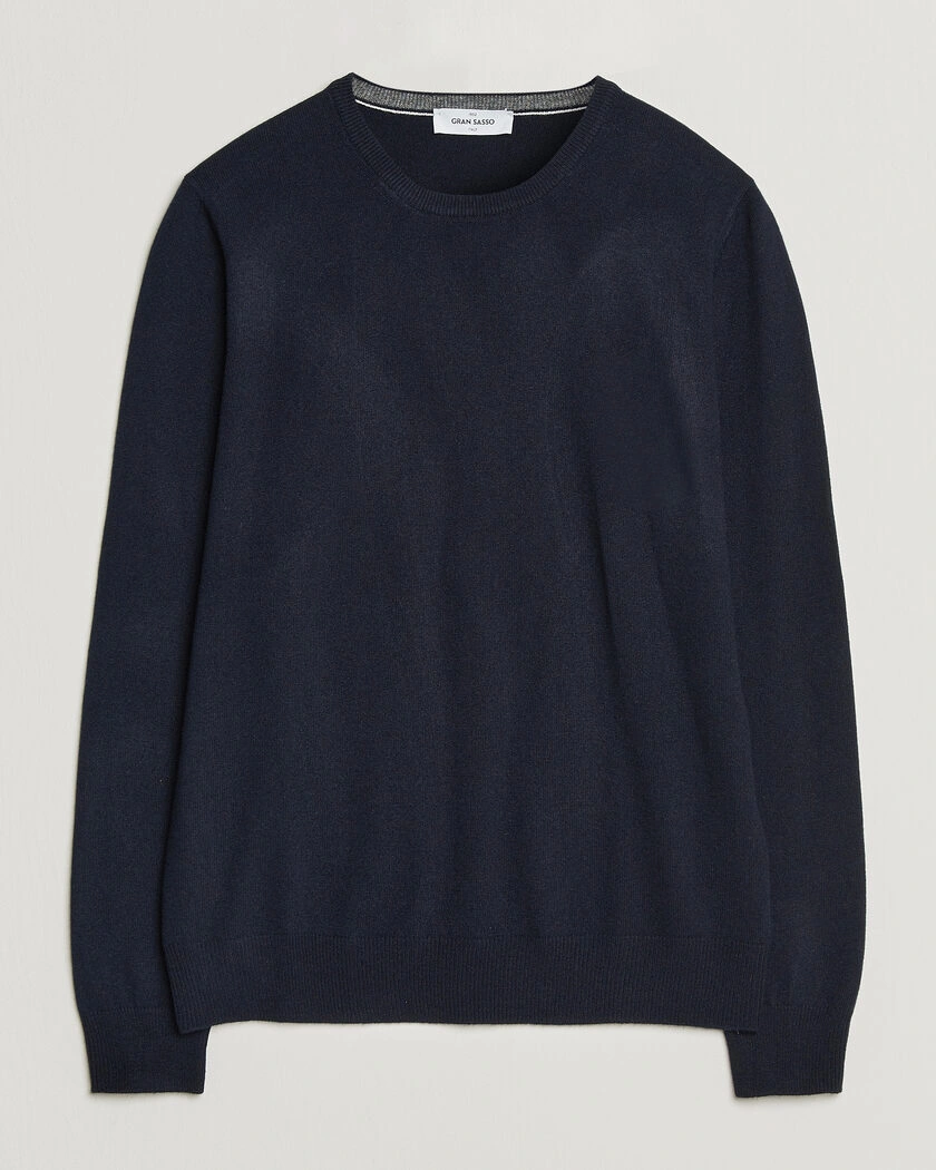 Gran Sasso Wool/Cashmere Crew Neck Navy – Blå