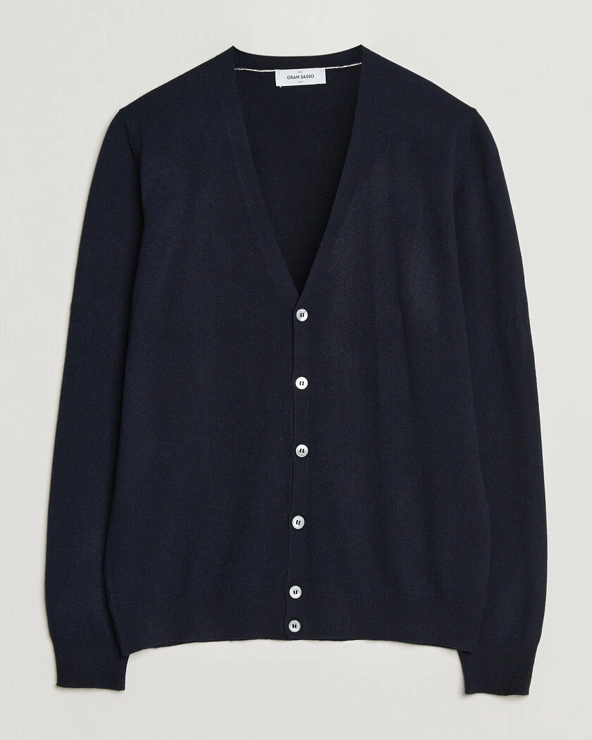 Gran Sasso Wool/Cashmere Cardigan Navy – Blå