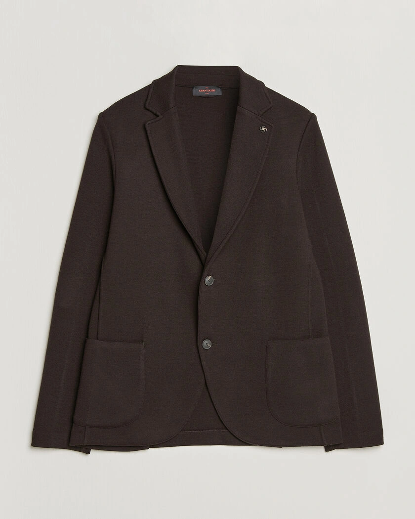 Gran Sasso Rainwool Knitted Blazer Dark Brown – Brun