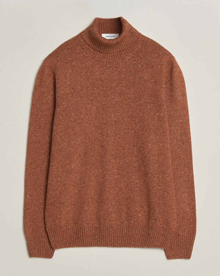 Gran Sasso Wool/Cashmere Donegal Rollneck Rust Orange – Orange