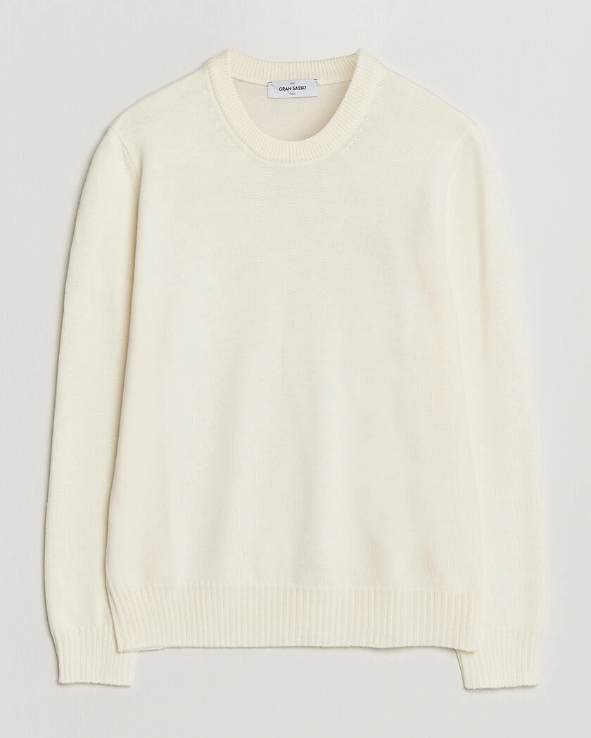 Gran Sasso Merino Knitted Crew Neck Cream – Vit