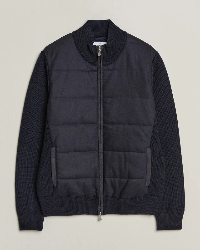 Gran Sasso Brushed Wool Hybrid Jacket Navy – Blå