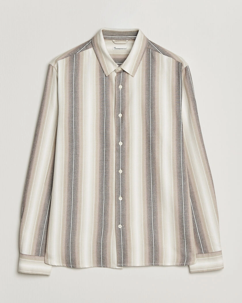 KnowledgeCotton Apparel Dune Regular Stripe Shirt Creme – Beige