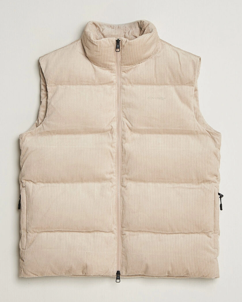 KnowledgeCotton Apparel Corduroy Puffer Vest Light Feather Grey – Grå