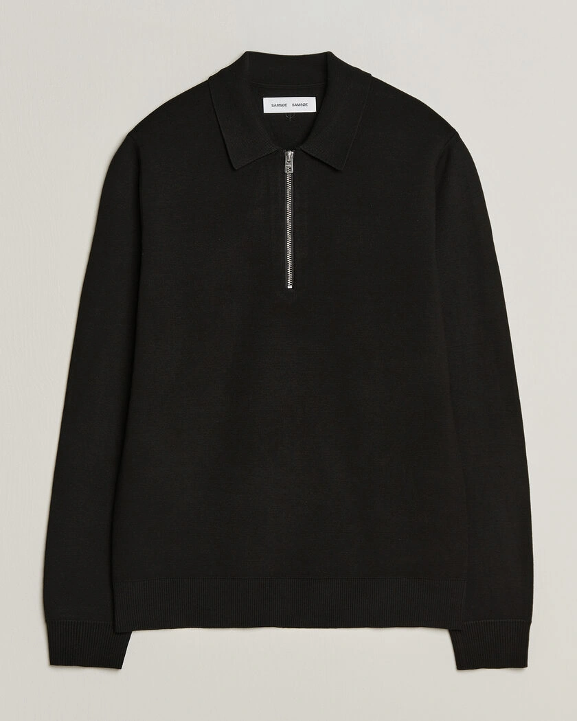 Samsøe Samsøe Matt Half Zip Polo Black – Svart