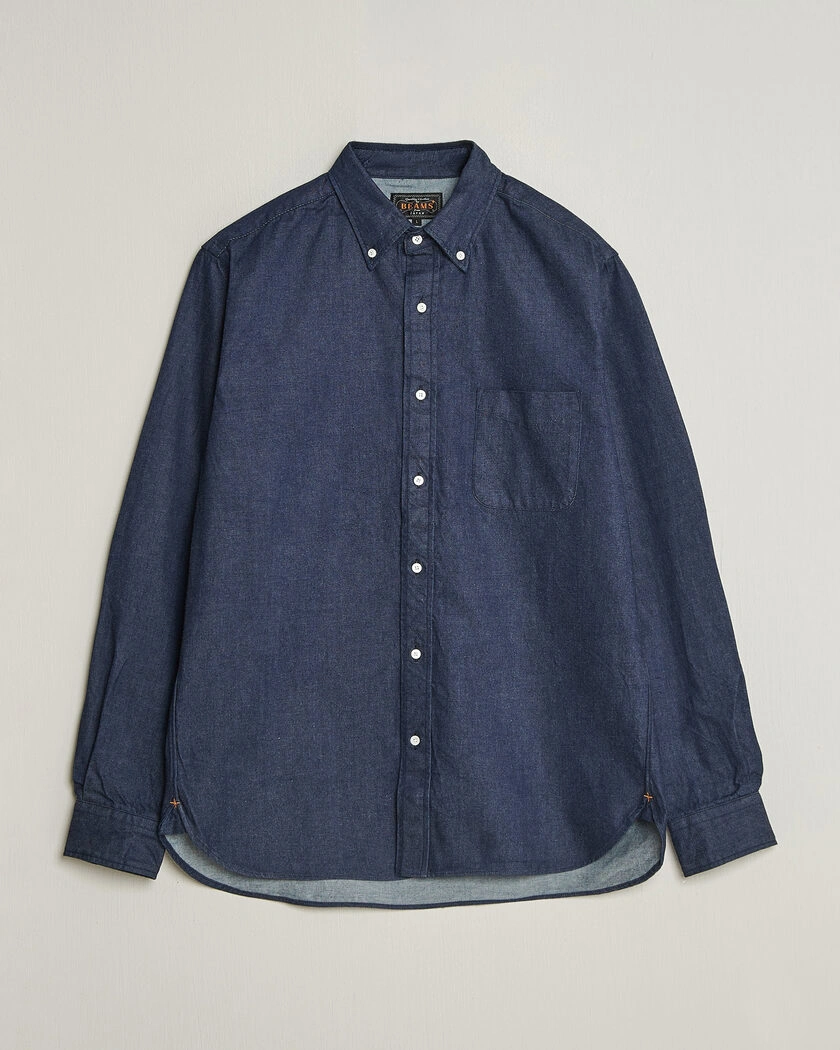BEAMS PLUS Denim Button Down Shirt Indigo – Blå