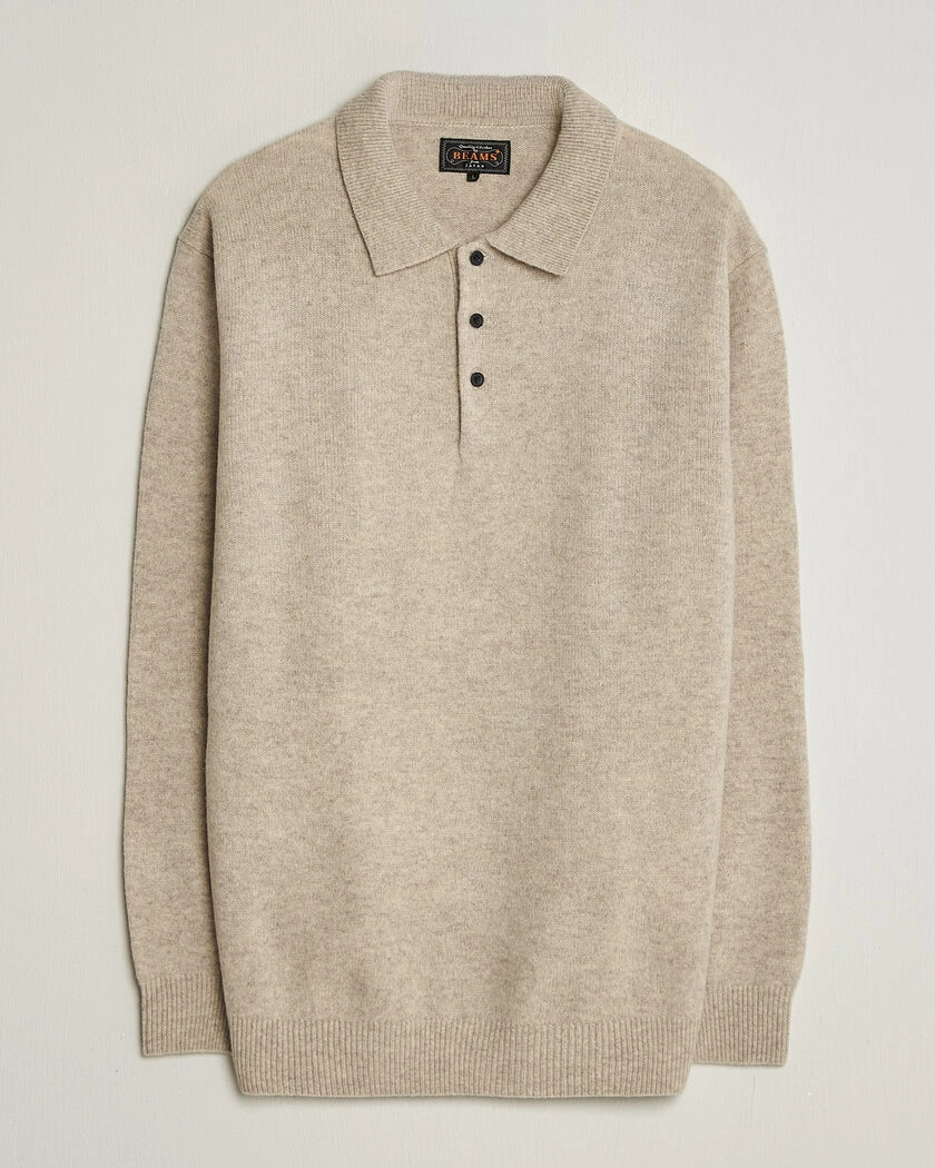 BEAMS PLUS Knitted Wool Polo Beige – Beige