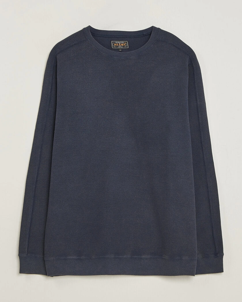 BEAMS PLUS Fade Thermal Crew Navy – Blå