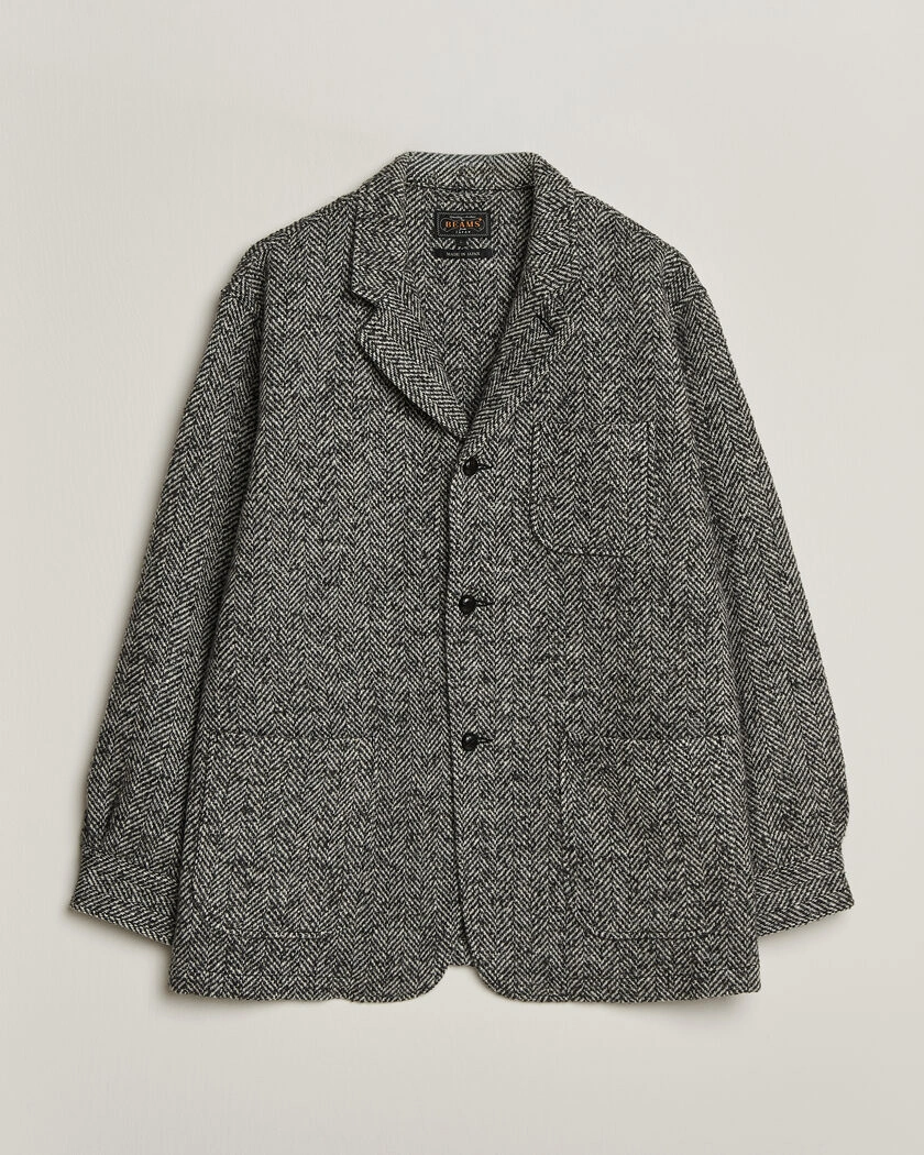 BEAMS PLUS Wool Herringbone Jacket Grey – Grå