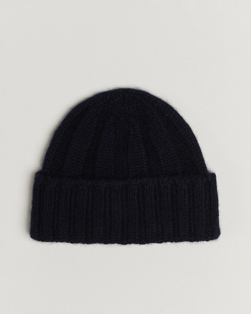 BEAMS PLUS Cashmere Rib Beanie Navy – Blå